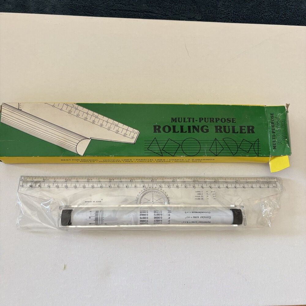 VTG Multi-Purpose Rolling Ruler Original Box Drafting Parallel Glider Measuring